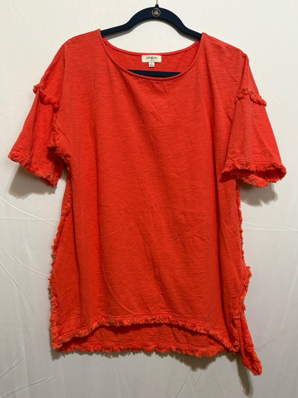 Umgee Coral Fringe Short sleeves T-shirt Sz Sm